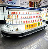 Vitrine Réfrigérée Commerciale Ouverte à Refroidissement par Air, Congélateur à Rideau d'Air pour Supermarché, Boissons et Fruits Frais