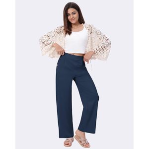 FOXA Womens Wide Leg Palazzo <b>Pants</b> High Waist Loose Fit With Pockets Breathable Crepe Fabric <b>Summer</b> Beach Business Casual - Product Image 3