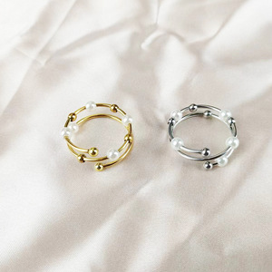 Stainless Steel Spinning Fidget Pearl <strong>Ring</strong> Frosted Gold-Plated <strong>Spin</strong> Ball Spinner Open Adjustable Anxiety Zircon Trendy - Product Image 6