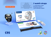 Montre connectée Android C95 en gros avec carte SIM, écran TFT carré de 2,2 pouces, compatible TikTok, étanche IP67, appels vidéo HD, 64 Go, unisexe, sport