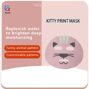 Y154-9 키티 고양이 재미있는 만화 동물 맞춤형 패턴 프린트 식물 섬유 천 안면 마스크 기판 시트 소재 - Product Image 3