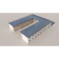 Maison conteneur préfabriquée sur mesure à deux étages à plat Immeuble de bureaux en forme de U préfabriqué moderne prêt à expédier