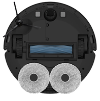 Robot Vacuum Cleaner Pintar Hitam Tahan Lama, Dikendalikan Aplikasi, Filter HEPA, Motor Tanpa Sikat, Pembuangan Kotoran Otomatis, Pengepelan Sonik