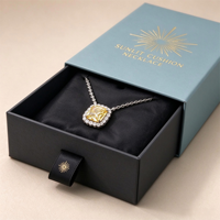 Boîte cadeau de luxe pour bijoux, boîte coulissante bleu ciel avec logo soleil doré pour l'emballage de colliers et pendentifs