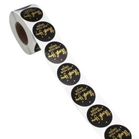 Autocollants personnalisés en rouleau pour les chaînes de supermarchés - Autocollants promotionnels de remerciement avec estampage à chaud doré, logo personnalisable