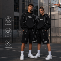 Ensemble sweat à capuche et short imprimé en relief pour homme, 350 GSM, 100 % coton, coupe oversize, style streetwear, fournisseur de vêtements personnalisés