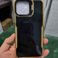 Coque de téléphone anti-collision brillante avec support d'objectif rabattable, bord décoratif doré, résistante à l'usure, pour Infinix HOT70