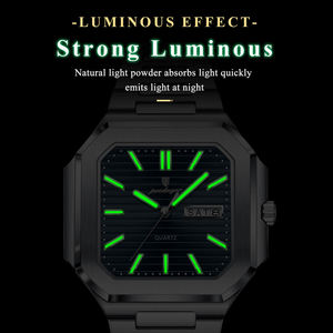 Poedagar 672 Nuevo Reloj de Pulsera de Cuarzo Cuadrado de Acero Inoxidable de Lujo para Hombre, Resistente al Agua, Luminoso, con Indicador de Fecha - Product Image 6