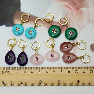 Boucles d'oreilles pendantes pour femmes, faites à la main, multicolores, rondes, style pavé de zircon, avec pierres, charmantes - Product Image 6
