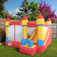 Kaluen Nouveau Design Château Gonflable 4m*4m Extérieur/Intérieur avec Toboggan Combiné pour Enfants, Jeux et Amusements, Toboggan Gonflable Château