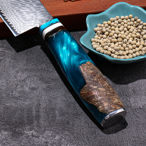 Cuchillo de <span class=keywords><strong>Chef</strong></span> Japonés Jinniangzi de 8 Pulgadas, Acero de Damasco |   Cuchillo de Cocina Profesional Ultra Afilado de Acero con Alto Contenido de Carbono |   Asa de resina hecha a mano - Product Image 4