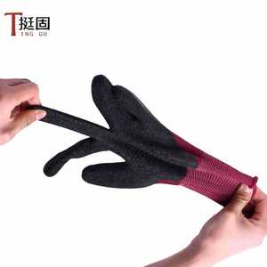 Gants de travail antidérapants, taille unique, rouge bordeaux gris, respirants, résistants à l'usure, pour la construction, la logistique et la manutention - Product Image 1