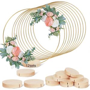 Centro de Mesa Floral Metálico con Soporte para Mesa, Anillo de Corona de Macramé Dorado con Soportes - Product Image 3