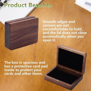 Caja para tarjetas de visita de madera maciza de nogal negro, tarjetero portátil de madera, grabado personalizable para oficina y citas - Product Image 4