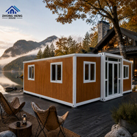 Maison conteneur extensible de luxe en grain de bois 20ft 40ft, Villa modulaire préfabriquée avec cuisine et salle de bain, pour usage résidentiel, hôtelier ou entrepôt