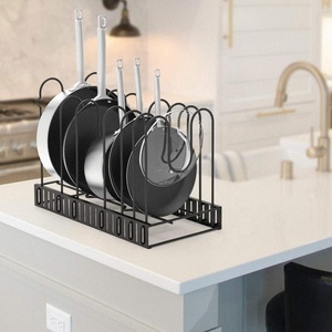 Portapentole da Cucina Fai-da-Te in <span class=keywords><strong>Ferro</strong></span> Nero Resistente, Organizzatore per Coperchi <span class=keywords><strong>di</strong></span> Pentole, Stile Moderno, Più Grande, per Armadi e Dispense - Product Image 3