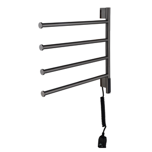 Toallero Eléctrico Giratorio Calefactable de Pared en Gris Metálico Cepillado con 4 Rieles para Baño - Product Image 3