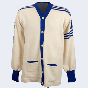 เสื้อคาร์ดิแกนไหมพรมสีน้ำเงินรอยัลแบบสั่งทำพิเศษสำหรับชมรมฟิเบต้า HBCU  เสื้อผ้าสำหรับพี่น้องสมาคมกรีก  ผ้าฝ้าย 100%  ปักลายเชนิลล์  เสื้อผ้าสไตล์กรีก - Product Image 1