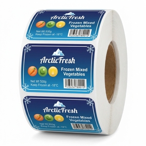 Étiquettes personnalisées imperméables pour aliments surgelés, rouleau d'autocollants en papier synthétique avec faible MOQ - Product Image 1