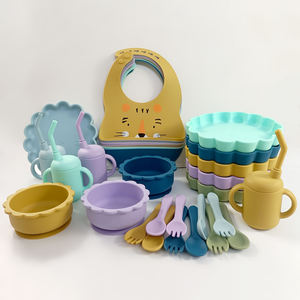 0-8 Jahre Kleinkind Silikon Geschirr Fütterung sset Baby Teller Schüssel Silikon Babero und Stroh Tasse mit Deckel Custom Logo - Product Image 2