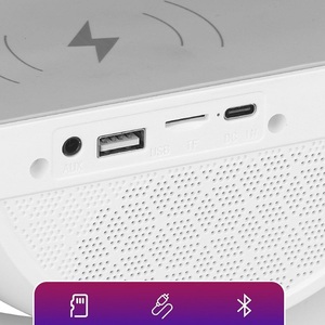 RGB <b>LED</b> Lamp <b>Clock</b> With Bluetooth FM Radio SD Card USB Charging Desk Lamp - Product Image 6