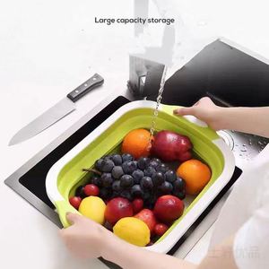 Multifunctional Folding Plastic Cutting Board <b>Sink</b> New Home Kitchen Supplies Vegetable Washing Basin Drainage <b>Basket</b> - Product Image 2