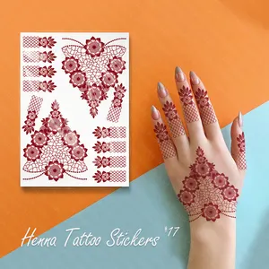 Flower Pattern Lace Temporary Henna Tattoo Sticker With Waterproof High Quality
