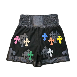 Shorts de boxe Muay Thai en satin personnalisés de qualité supérieure, design brodé en croix, légers, grandes tailles, shorts MMA pour adultes, OEM - Product Image 1