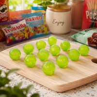 Bonbons gélifiés verts fourrés au jus de fruits VC, saveur citron et lime, doux, à peler, en vrac 500g, collation pour enfants.