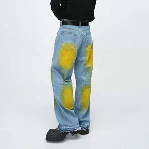 Gdtex diseñador personalizado lavado ácido pantalones vaqueros sueltos vintage baggy jeans hombres