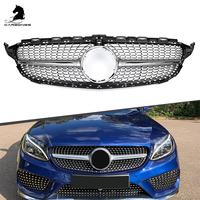 Grille de pare-chocs avant de style GT pour Mercedes W205 2019-2022 avec caméra chrome noir