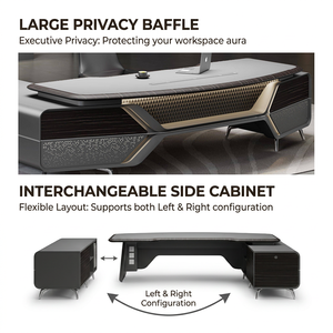 Scrivania Direzionale di Lusso in Legno Massello, <span class=keywords><strong>Design</strong></span> Moderno e Durevole con Stoccaggio Modulare e Funzionalità Multiple, Scrivania per CEO - Product Image 5
