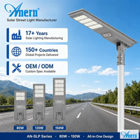 Lampadaire Solaire Tout-en-un de Qualité Commerciale 100W 120W 150W avec Contrôle Intelligent et Minuterie, Batterie au Lithium Étanche pour Allées Extérieures