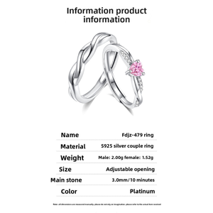 Bague en zircon en forme de cœur, argent sterling 925, minimaliste, simple, élégante, bijoux pour femmes, cadeau de tous les jours - Product Image 4