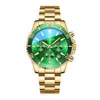 Montre Louie Juelen True Three Eyes pour Homme, Série Green Water Ghost, Lumineuse, Tendance, Étanche, Mouvement à Quartz, Aiguilles, Vente en Gros