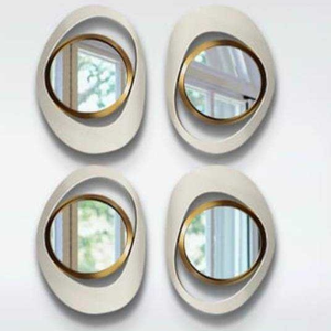 Cermin Dekoratif Besi Tiga Dimensi Gaya Nordik Bentuk Tidak Beraturan untuk Ruang Tamu Kamar Tidur Ruang Makan Hiasan Dinding Mewah - Product Image 1