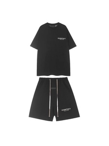 Conjunto Casual de Moda Europeo Americano ESSENTIALS, Camiseta de Manga Corta de Algodón con Logotipo de Goma 3D y Pantalones Cortos, para Hombre y Mujer - Product Image 4