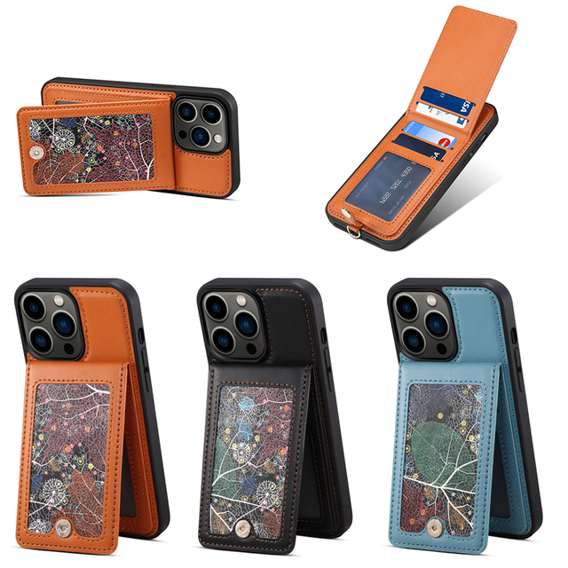 Leather Wallet case for iphone 14 Plus with Strap for iphone 13 14 Pro Max Luxury Premium Leather Wallet Flip case