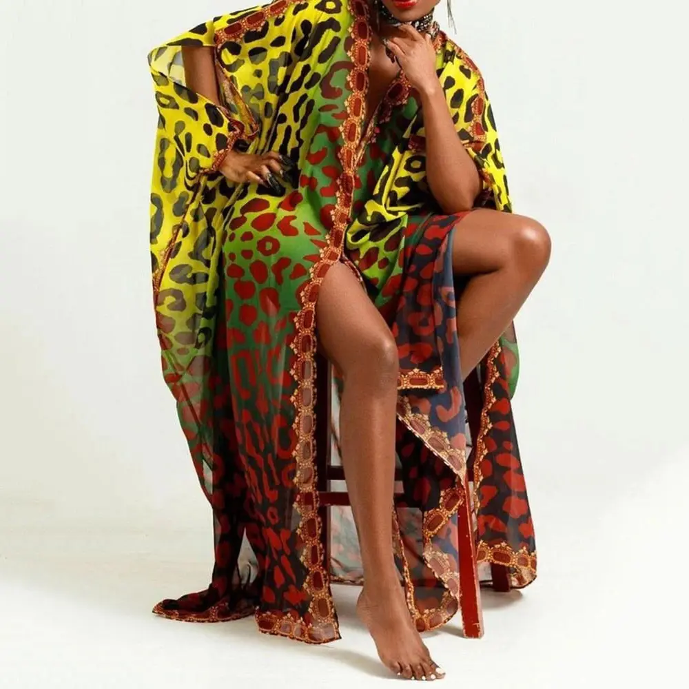 प्लस आकार महिलाओं के बागे एन soie डिजाइन africain गर्मियों शिफॉन और सुरुचिपूर्ण आरामदायक पोशाक पुष्प समुद्र तट कपड़े वि गर्दन मैक्सी पोशाक