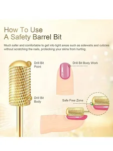 1pc Nail <b>Drill</b> <b>Bits</b> 3/32'' - L-Shaped Smooth Stop Barrel Carbide <b>Bit</b> for Professional Finish, Fast Remove - Product Image 5