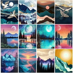 XIXI Peinture au diamant 5D DIY, paysage de forme irrégulière, peinture acrylique peinte à la main - Product Image 2