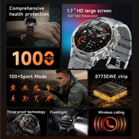 Reloj Inteligente Deportivo AK87 con Asistente de Voz, Monitoreo de Salud, Llamadas por Bluetooth, Recordatorio de Mensajes, Múltiples Modos Deportivos, Luz LED para Exteriores