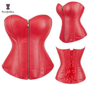Black Red Mature Women Push <strong>up</strong> Chest Binder Bustier Slimming <strong>Corsets</strong> Shapewear Synthetic Leather <strong>Corset</strong> <strong>Top</strong> With Zipper - Product Image 4