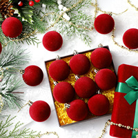 Boules de Noël en plastique velours de haute qualité, résistantes aux intempéries, faites à la main, en vrac, décorations festives pour la maison et le bureau