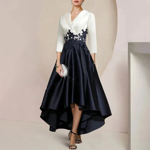 navy blue dress for baby girl Plus Size Knee-Length Mother of the Bride A-Line Dress with Square Neck  Ruffles and main image 1