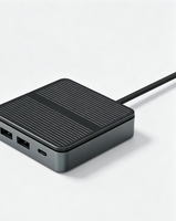 USB C Hub 6 in 1 Multiport Adapter Aluminium Alloy 4K*60Hz untuk Ethernet 1000Mbps Pengisian Daya PD 100W Stok untuk Laptop