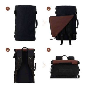 Customizable Factory-Supplied Durable <b>Canvas</b> Laptop <b>Backpack</b> With Strap Closure for Men & Women Outdoor Camping Logo Pattern - Product Image 4