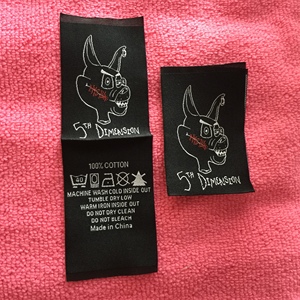 Loop Fold <span class=keywords><strong>Black</strong></span> Damask Woven <span class=keywords><strong>Label</strong></span>, etiqueta de ropa con nombre de empresa con MOQ bajo - Product Image 6