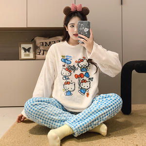 <span class=keywords><strong>Pijamas</strong></span> de franela 2025 Otoño e <span class=keywords><strong>Invierno</strong></span> mujer cuello redondo dibujos animados manga larga <span class=keywords><strong>pijamas</strong></span> estudiante <span class=keywords><strong>chica</strong></span> lindo - Product Image 5