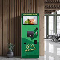 Distributeur automatique de thé commercial en libre-service, machine intelligente avec pré-mélange SDK, boîtier en acier au carbone avec verre trempé, fonction auto-gobelet